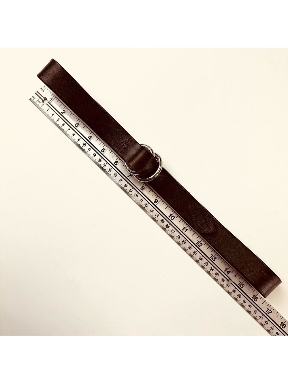 David Bitton brown leather adjustable jean belt S/M silver ring buckle - Picture 7 of 7